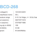 Solar top freezer refrigerator 268L