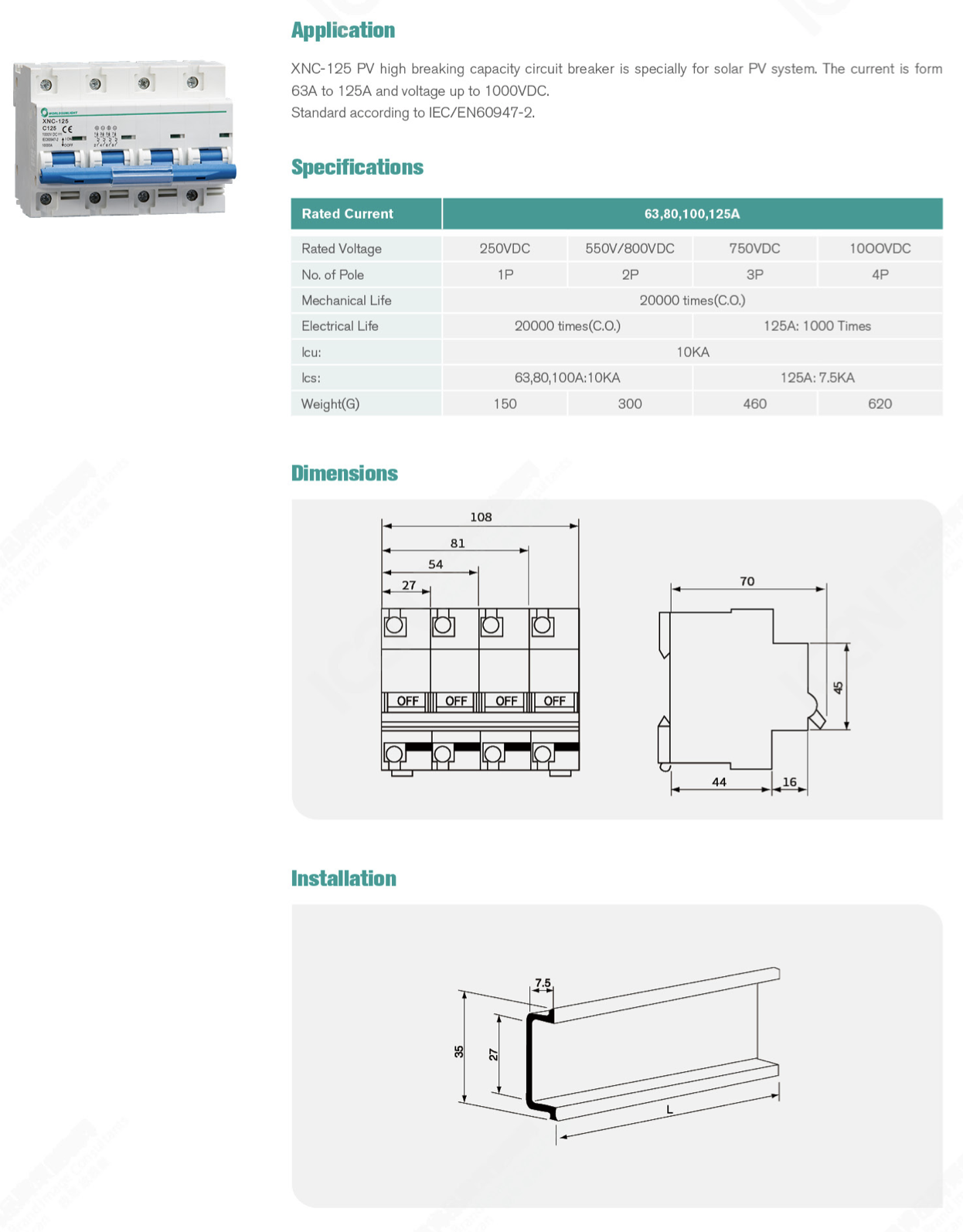 MCB DC 63 - 125 4